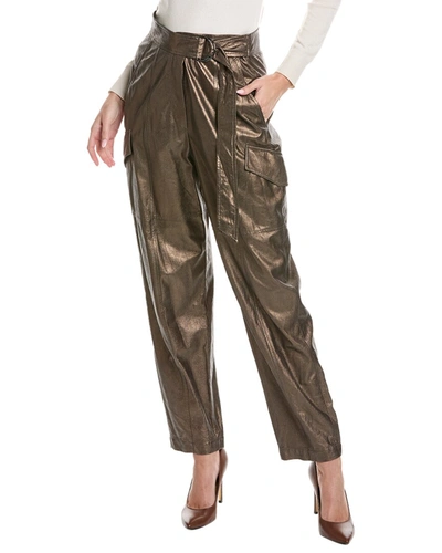 Brunello Cucinelli Leather Pant In Silver