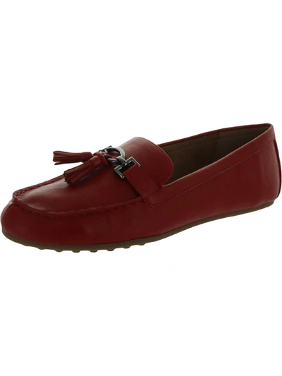 Aerosoles Deanna Womens Faux Leather Driving Moccasins Tassel Loafers In Red Fabric