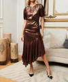 Sugarlips Liquid Copper Midi Dress In Multi