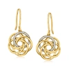 Ross-simons Diamond Interlocking-circle Drop Earrings In 18kt Gold Over Sterling In Gold