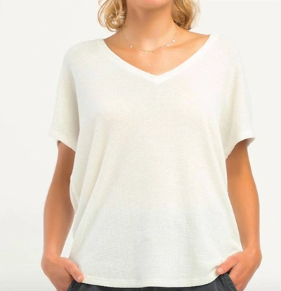 Dex Waffle Rounded-hem T-shirt In White