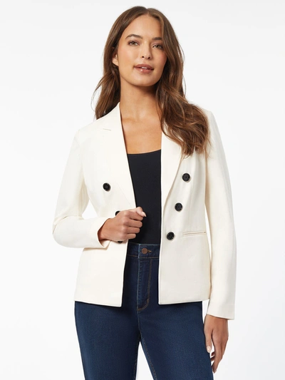 Jones New York Women's Collection Compression Faux Double Breasted Jacket In White