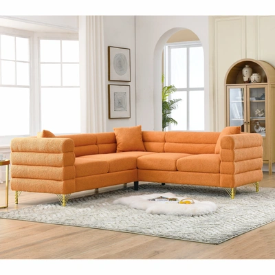 Simplie Fun 81.5-inch Oversized Corner Sofa Covers In Orange