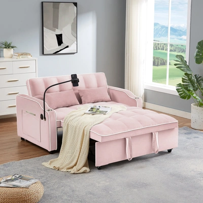 Simplie Fun 1 Versatile Foldable Sofa Bed In 3 Lengths In Pink
