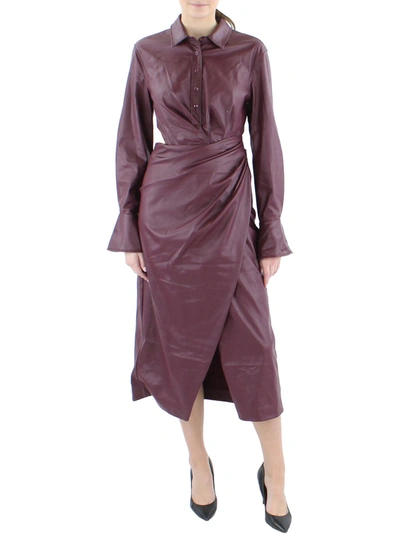 Jonathan Simkhai Mara Womens Vegan Leather Cut-out Midi Dress In Purple