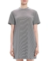 Theory Short-sleeve Knit Mini Shirtdress In Grey