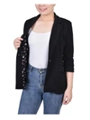 NY COLLECTION PETITES WOMENS CREPE RUCHED ONE-BUTTON BLAZER