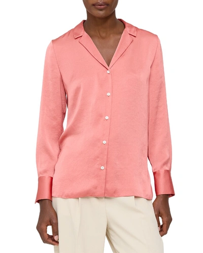 Theory Lapel Blouse In Pink