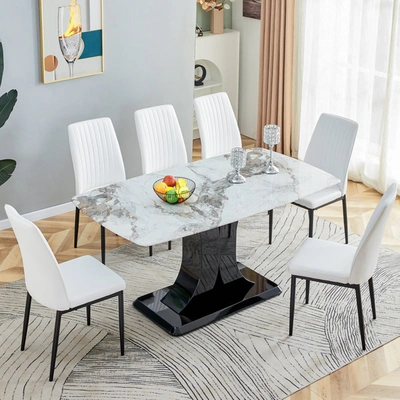 Simplie Fun Faux Marble Dining Table Set
