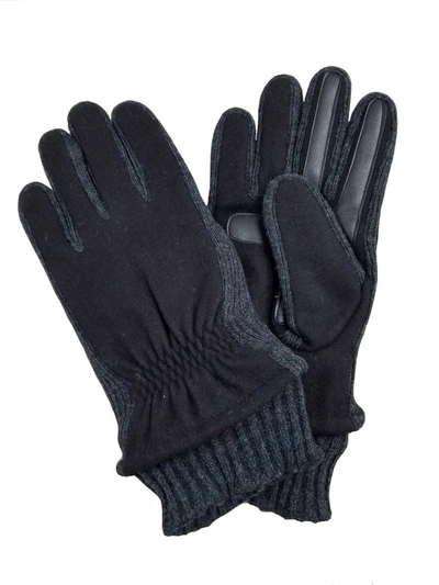Isotoner Men's Smarttouch Wool Glove With Knit Cuff Thermaflex In Black
