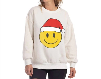 Katydid Santa Happy Face Sweatshirt In White