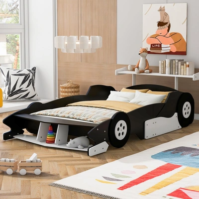 Simplie Fun Full Size Race Car-shaped Platform Bed