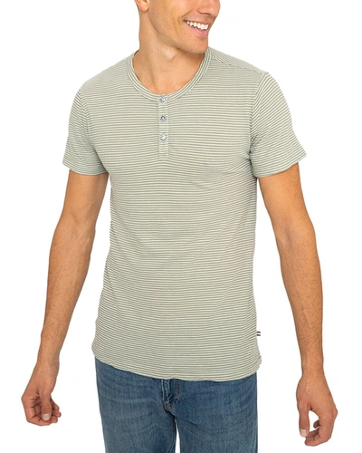 Sol Angeles Stripe Ss Henley In Green