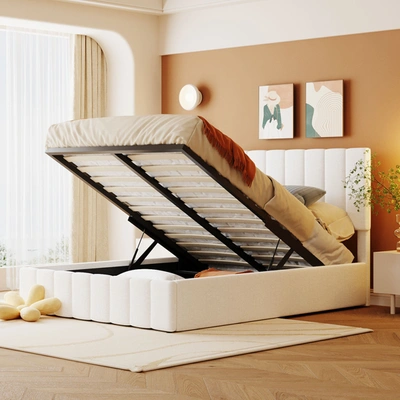 Simplie Fun Full Size Upholstered Platform Bed In White