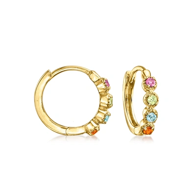 Rs Pure By Ross-simons Multi-gemstone Huggie Hoop Earrings In 14kt Yellow Gold In Pink