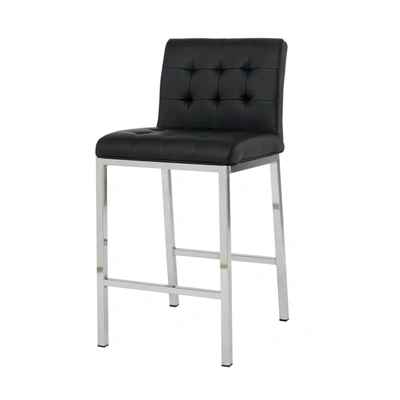 Simplie Fun Modern Design High Counter Stool Electroplated Leg Kitchen Restaurant Black Pu Bar Chair(set Of 2)