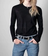 Zadig & Voltaire Miss Cp Arrow Embellished Cashmere Sweater In Black