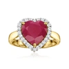 ROSS-SIMONS RUBY HEART RING WITH . DIAMONDS IN 14KT YELLOW GOLD