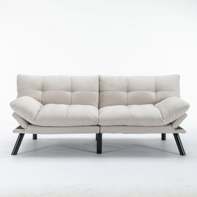 Simplie Fun Velvet Sofa Bed In Neutral