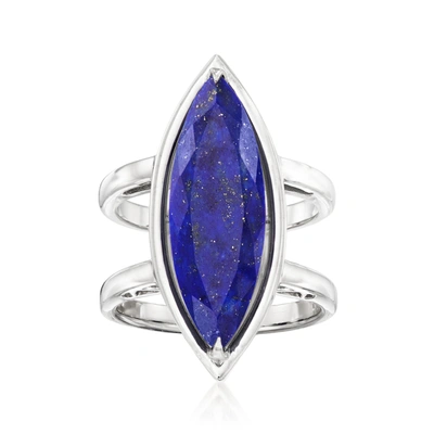 Ross-simons Marquise Lapis Ring In Sterling Silver In Blue