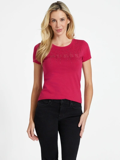 Guess Factory Eco Luca Rhinestone Tee In Pink