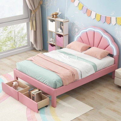 Simplie Fun Full Size Upholstered Platform Bed In Pink