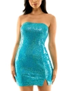 B DARLIN JUNIORS WOMENS SEQUINED MINI COCKTAIL AND PARTY DRESS