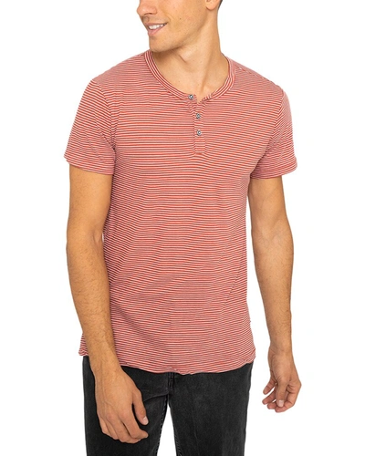 Sol Angeles Stripe Ss Henley In Red