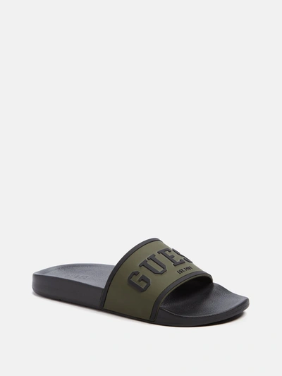 Guess Factory Elito Logo Pool Slides In Green