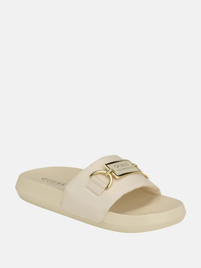 Guess Factory Pure Satin Pool Slides In White