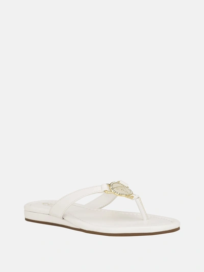 Guess Factory Justy Bling Flip-flop Sandals In White