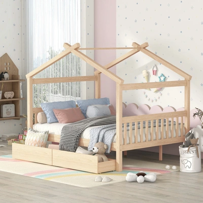 Simplie Fun Full Size Wooden House Bed