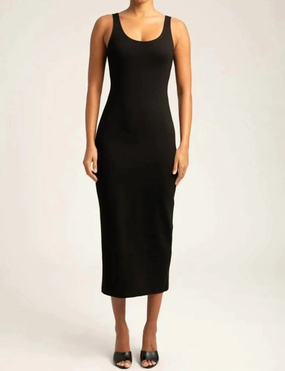 Sprwmn Scoop Neck Rib Dress In Black