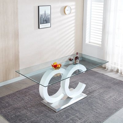 Simplie Fun Tempered Glass Dining Table