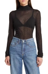 Rag & Bone Valencia Sheer Polka Dot Turtleneck Top In Multi