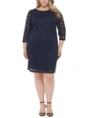 JESSICA HOWARD PLUS WOMENS LACE OVERLAY WEDDING COCKTAIL AND PARTY DRESS