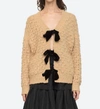 Sea Teresa Bow Wool Blend Cardigan In Brown