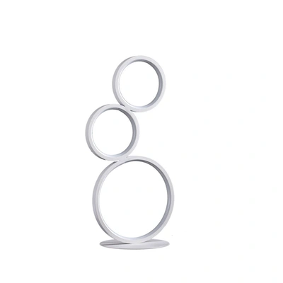 Simplie Fun 17" In 3-ring Shaped Odu White Led Minimalist Metal Table Lamp