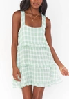 Show Me Your Mumu Napa Mini Dress In Checkered Green In Multi