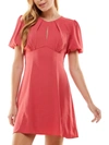 City Studio Juniors Womens Open Back Keyhole Fit & Flare Dress In Pink
