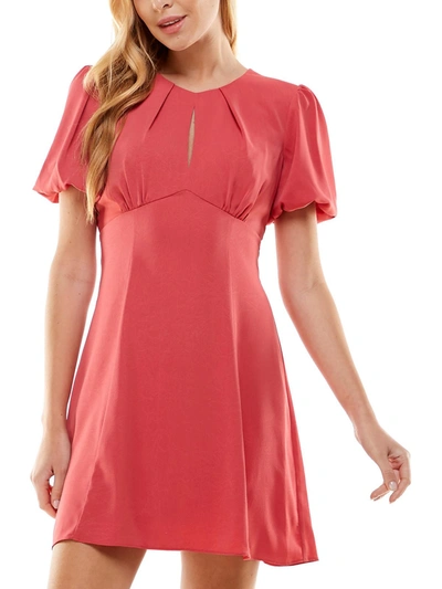 City Studio Juniors Womens Open Back Keyhole Fit & Flare Dress In Pink