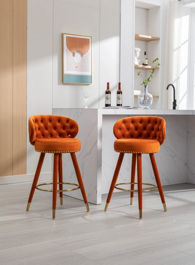 Simplie Fun Counter Height Bar Stools Set Of 2 For Kitchen Counter Solid Wood Legs