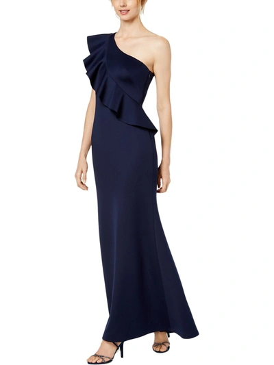 Jessica Howard Womens Ruffled Scuba Evening Dress In Blue