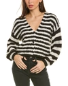 SALTWATER LUXE STRIPED WOOL-BLEND CARDIGAN