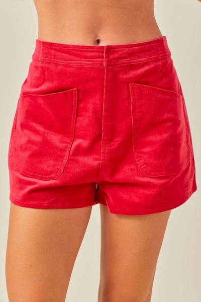 Day + Moon My Takeaway Corduroy Shorts In Red