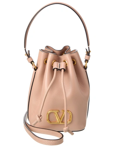 Valentino Garavani Valentino Vlogo Signature Mini Leather Bucket Bag In Beige