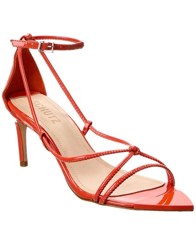 Schutz Pamella Mid Heel Patent Sandal In Orange