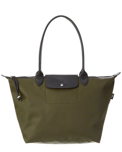 Longchamp Le Pliage Energy Large Canvas & Leather Tote In Green