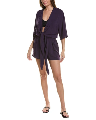 Vince Camuto Convertible Tie Cover-up Romper In Purple