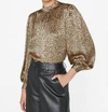Frame Printed Silk Blouse In Beige